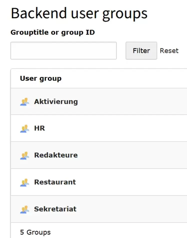 Benutzerverwaltung mit individuellen Benutzerberechtigungen