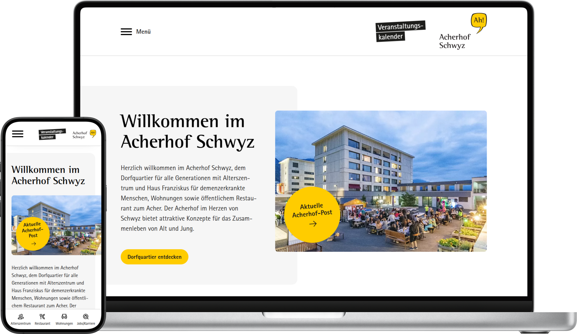 Screenshot der Corporate Website des Acherhofs