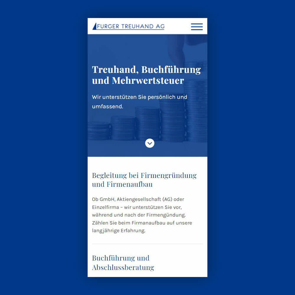 Responsive Mobile Website von zottermedia für Treuhandbuero Uri Furger